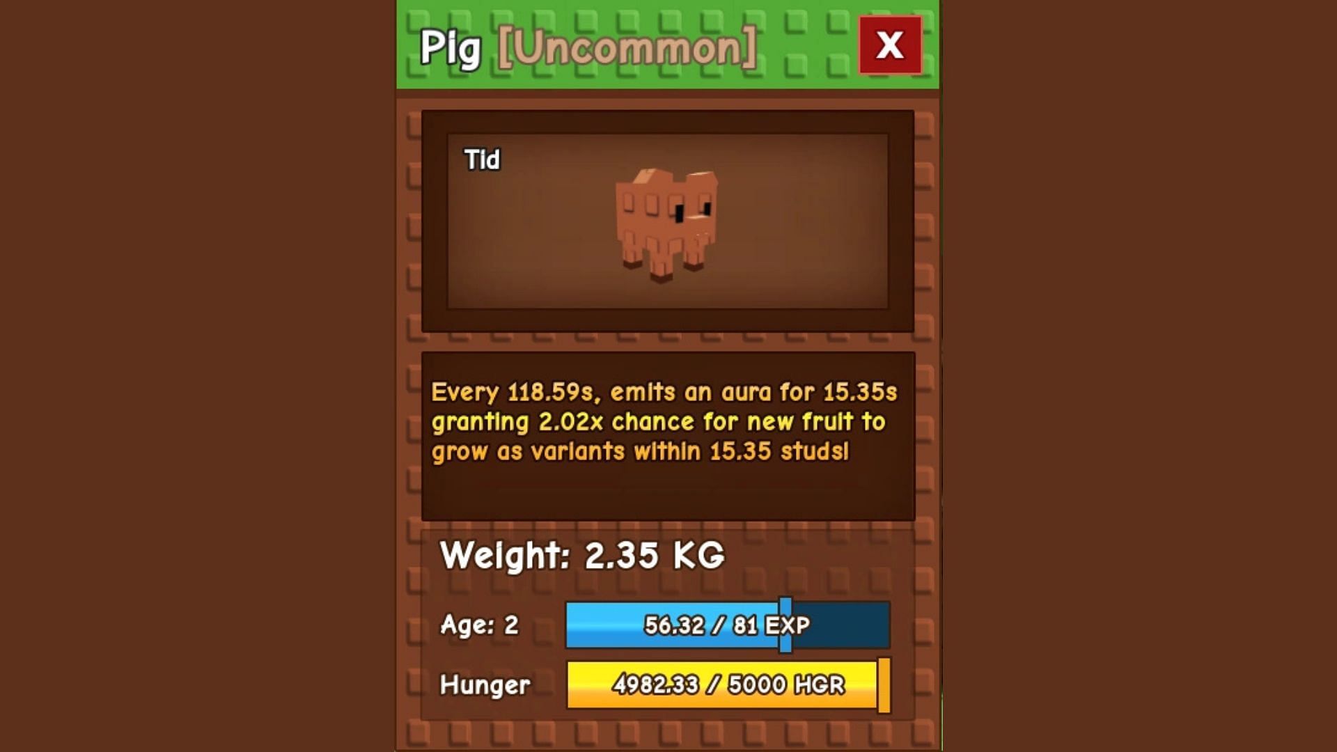 The Pig offers a decent passive ability (Image via Grow a Garden Wiki)